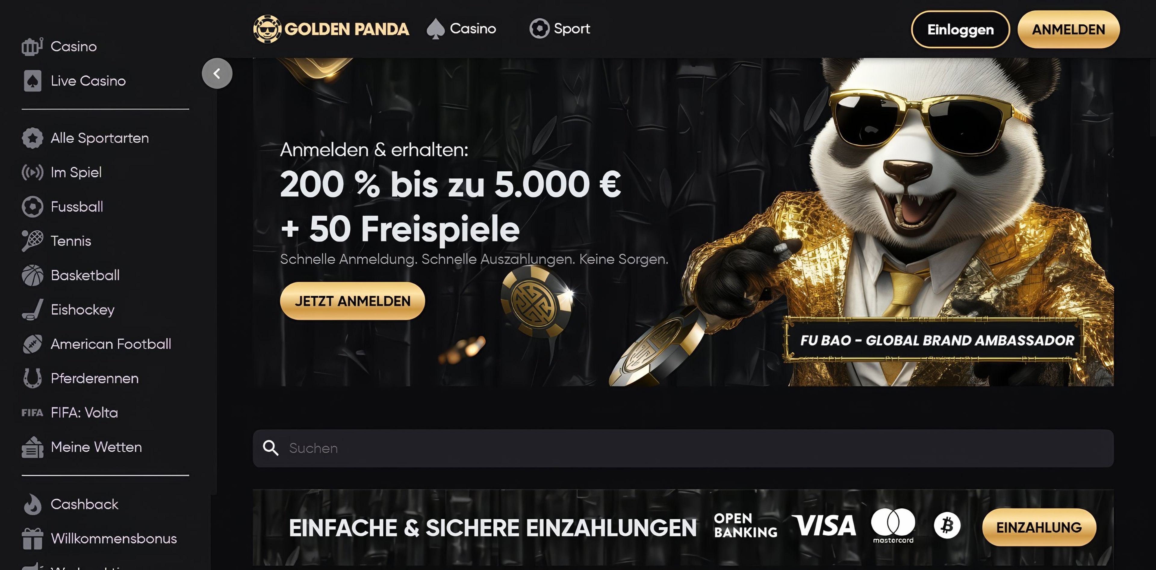 Golden Panda Casino desktop screenshot 1
